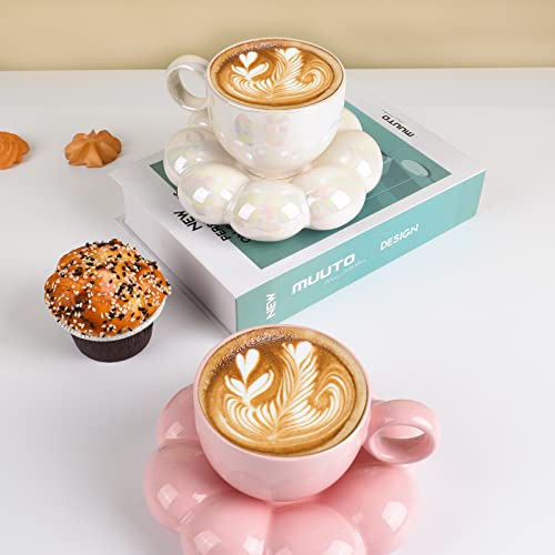6.5oz Sunflower Saucer Mini Ceramic Mug (Pearl White)