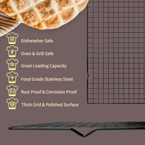 Cooling Rack for Cooking and Baking (Black / 16"x10"-1PC)