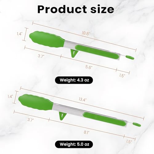 Kitchen Cooking Tongs Set (Green)