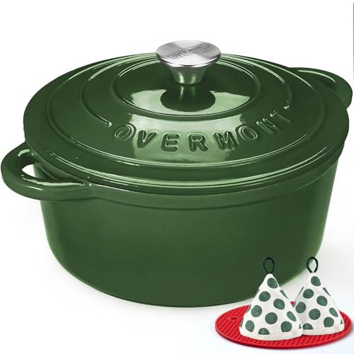 Enameled Cast Iron Dutch Oven (5.5 Quart / Glossy Green)