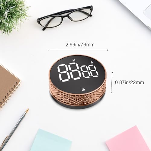 BlueSnail Kitchen Timer with LED Digital Display Smart Efficana for Home Classroom Gym Office (Rose Gold)