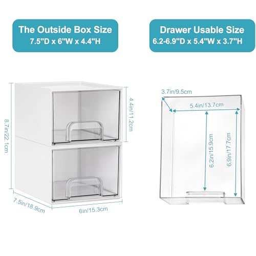 4 Pack Small Stackable Storage Drawers (Small-4pack-White)