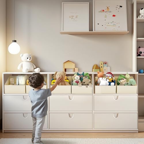 Closet Storage Bins 8 Pack (Beige / 8 Bins 11.4"x11.4"x7.8")