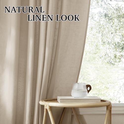 Sheer Curtains 108 inches (H - Taupe / 52"W x 108"L (Pack of 2))