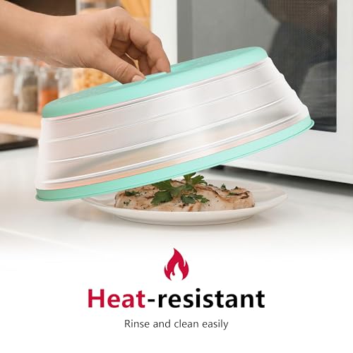 Microwave Splatter Cover Vented for Food with Hook Hole (Mint Green / M(11"x3.26")-Pack of 1)