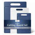Non Slip Cutting Board Set (3 Cutting Boards / Blue and White Marble)