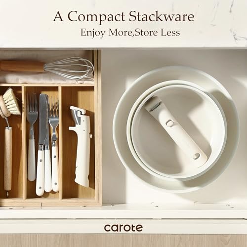 19pcs Pots and Pans Set Non Stick (Light White / 49 Piece)