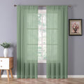 Sheer Curtains Linen Textured Bedroom Curtain Sheers Light Filtering Rod Pocket Voile Curtains for Living Room (54"W x 84"L (Pack of 2) / Sage Green)