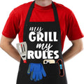 Kitchen Apron for Women & Men Waterdrop Resistant (1 Pack - Black - My Grill My Rules)