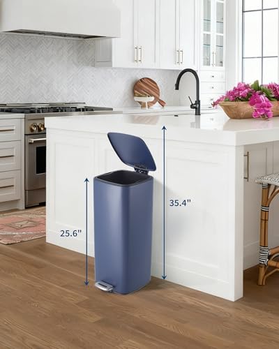 8 Gallon Trash Can for Kitchen (Navy Blue)