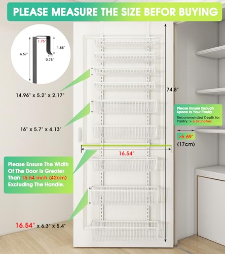 White 9 Tier Over The Door Pantry Organizer (White / 9-Tier (16.54"W))