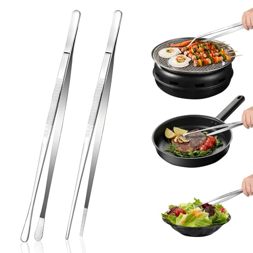 12" Stainless Steel Tongs (Straight clip+round head clip)