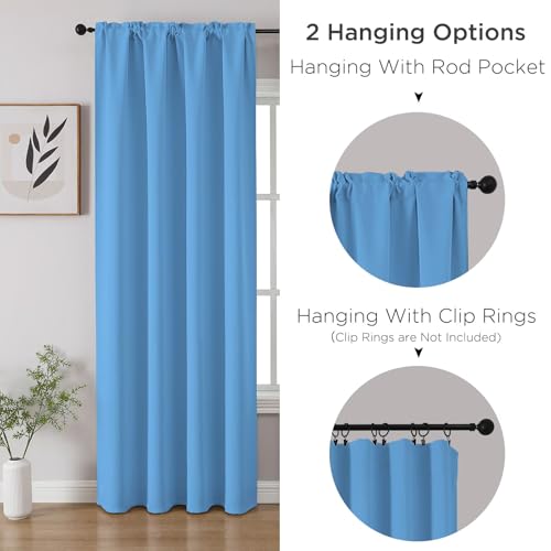 Light Blue Blackout Curtains 54 inch Length 2 Panels Set (Light Blue / 52"W x 54"L (Pack of 2))