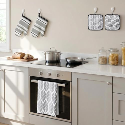 Grey Floral Kitchen Decor Set (Gray Rose)