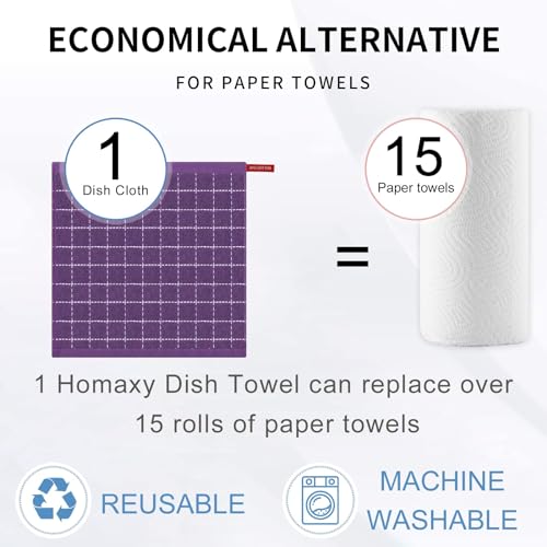 100% Cotton Terry Kitchen Dish Cloths (Purple / 12 X 12 - 8 Pack)