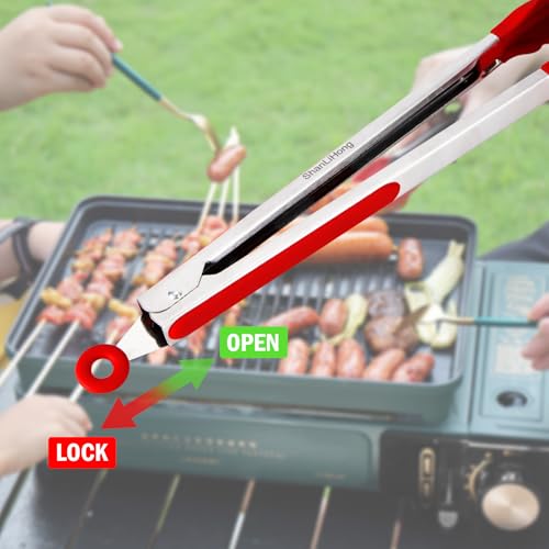 Silicone Kitchen Tongs for Cooking (Red)