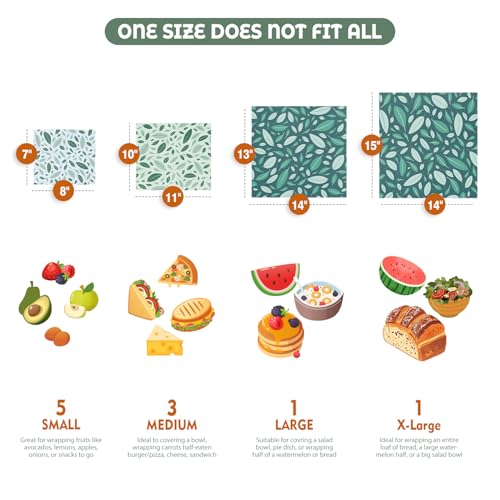 Reusable Beeswax Food Wraps (Boho Leaves)