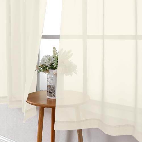 Cream Sheer Curtains 54 Inch Length 2 Panels (Cream / 42"W x 54"L (Pack of 2))