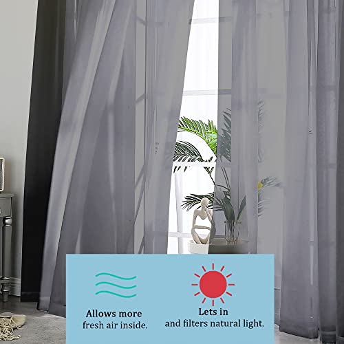 Black Sheer Curtains (Black / 42"W x 45"L (Pack of 2))