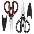 2 Pcs Kitchen Scissors All Purpose Heavy Duty (Black/Red & Black/White)