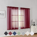 Red Short Sheer Curtains 45 Inch Length for Small Windows (Burgundy / 42"W x 45"L (Pack of 2))