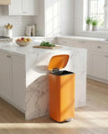 8 Gallon Step Square Trash Can with Soft (Orange)