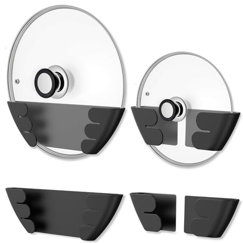 Universal Adjustable Pot Lid Holder Organizer for Cabinet (4Pack-Black)