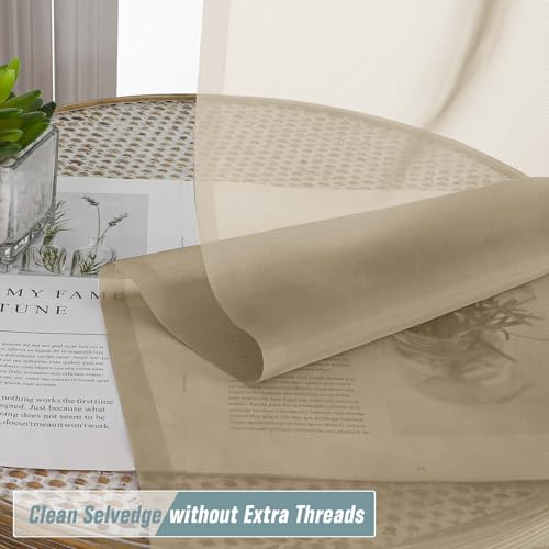 Taupe Window Sheer Curtains 45 Inches Length (42"W x 45"L (Pack of 2) / Taupe)