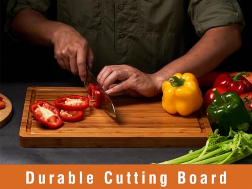 Bamboo Cutting Boards for Kitchen (14"L x 10"W)