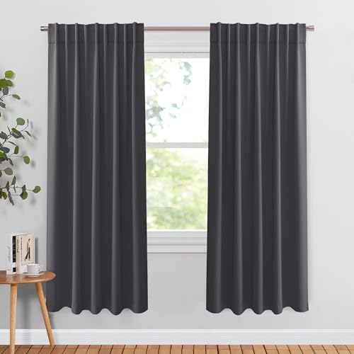 Rod Pocket and Back Tab Blackout Curtains (Grey / 70"W x 63"L (Pack of 2))