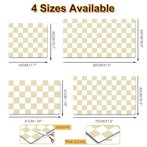 Checkered Dish Drying Mat for Kitchen (Beige & White / 16" x 24")