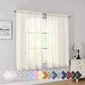 Ivory Short Sheer Curtains 45 Inch Length for Small Windows (Ivory / 42"W x 45"L (Pack of 2))