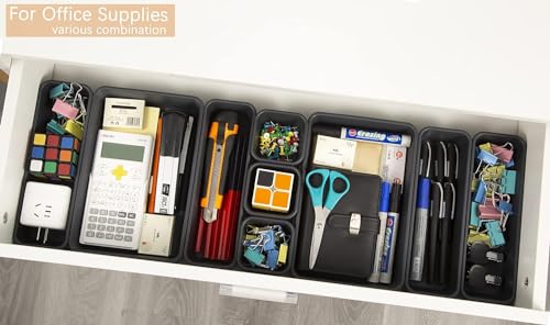 15PCS Plastic Drawer Organizer (Black / 15 pieces)