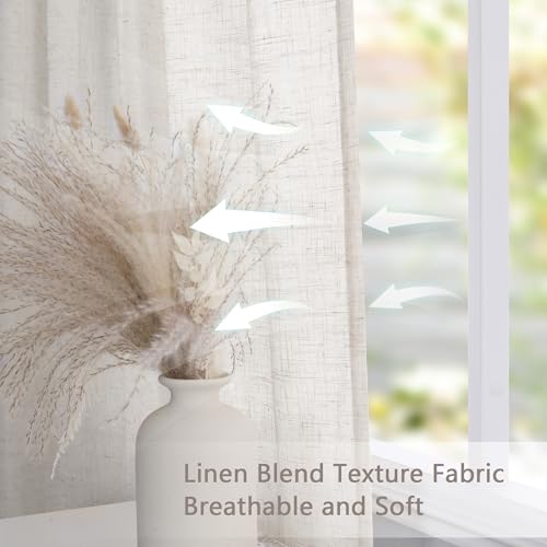 Linen Curtains 30 Inch Length for Kitchen Window (34"W x 30"L (Pack of 2) / Linen)