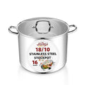16-Quart 18/10 Stainless Steel Stock Pot with Lid, Large Heavy Duty Soup Pot Compatible with Electric, Gas, Induction and Gas Cooktops, Non-Toxic & Corrosion Resistant, Dishwasher Safe (16 Quarts)