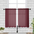 Sheer Curtains 36 Inch Length (Burgundy / 42"W x 36"L (Pack of 2))