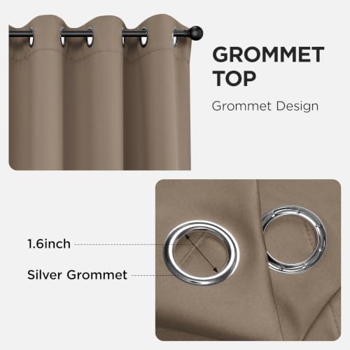 Blackout Curtains for Bedroom 72 inch Long 2 Panels (Khaki / 52"W x 72"L (Pack of 2))