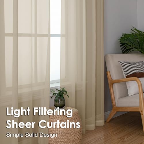Taupe Sheer Curtains 54 Inches Long 2 Panels (Taupe / 42"W x 54"L (Pack of 2))