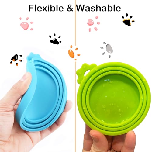 Universal Pet Food Can Lids (Green/Blue/Orange Lids&Green Feeder)