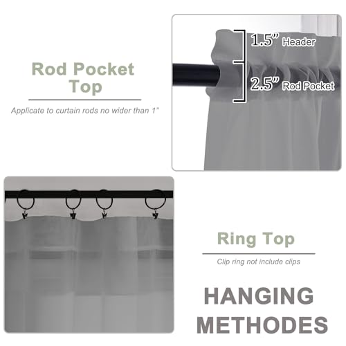 Sheer Grey Curtains (Grey / 59"W x 63"L (Pack of 2))