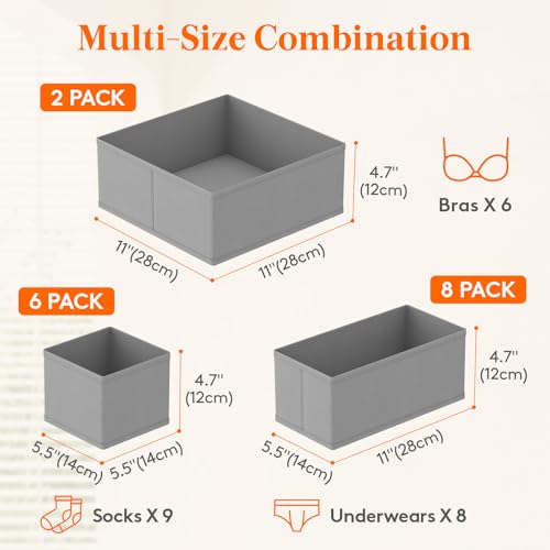 Drawer Organizer Clothes for Closet (Light Gray)