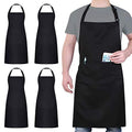 4 Packs Waterproof Cooking Chef Aprons with 2 Pockets for Men Women (Black)