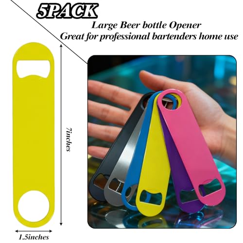 6 Pcs Stainless Steel Heavy Duty Flat Bottle Openers