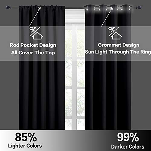 Black Blackout Curtains for Bedroom Living Room 72 inches Long (Black / 42"W x 72"L (Pack of 2))