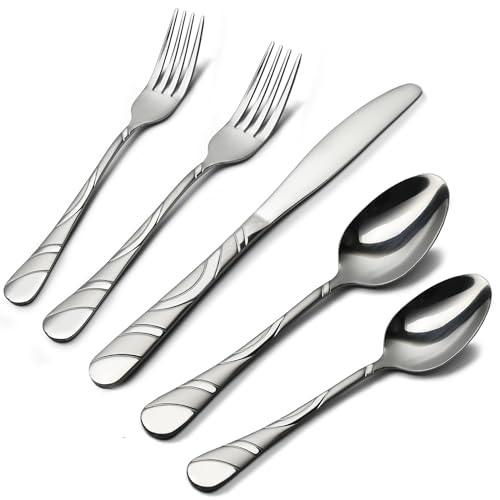 60 Piece Silverware Set for 12 (Silver / 60 Pieces)