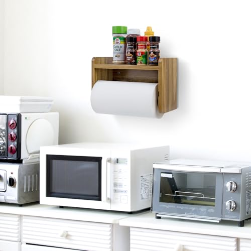 Acacia Wood Paper Towel Holder with Shelf (Premium Acacia Wood)