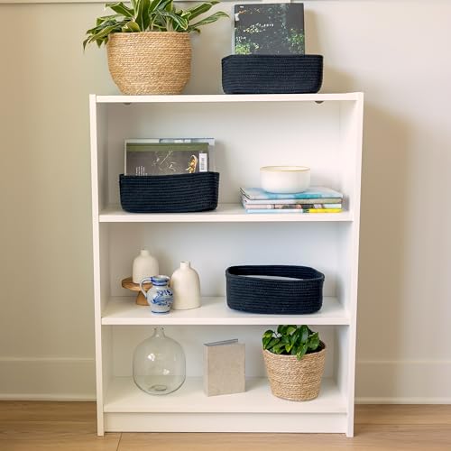 11.8"x8"x4.5” Rectangle Storage Baskets for Shelves 3 Pack (Black / 11.8" x 8" x 4.5")