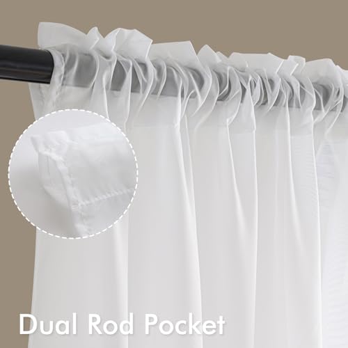 White Sheer Curtains 72 Inches Long 4 Panels 54 x 72 Inches (54"W x 72"L (Pack of 4) / White)