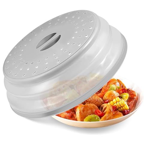 Large Collapsible Microwave Cover for Food (Light Grey)