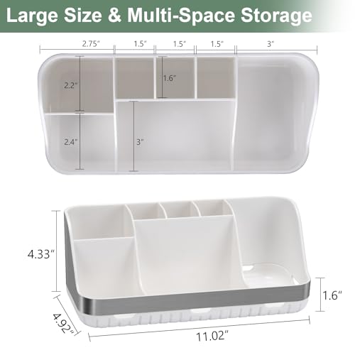 Toothbrush Holders for Bathrooms Countertop Organizer (Silver)